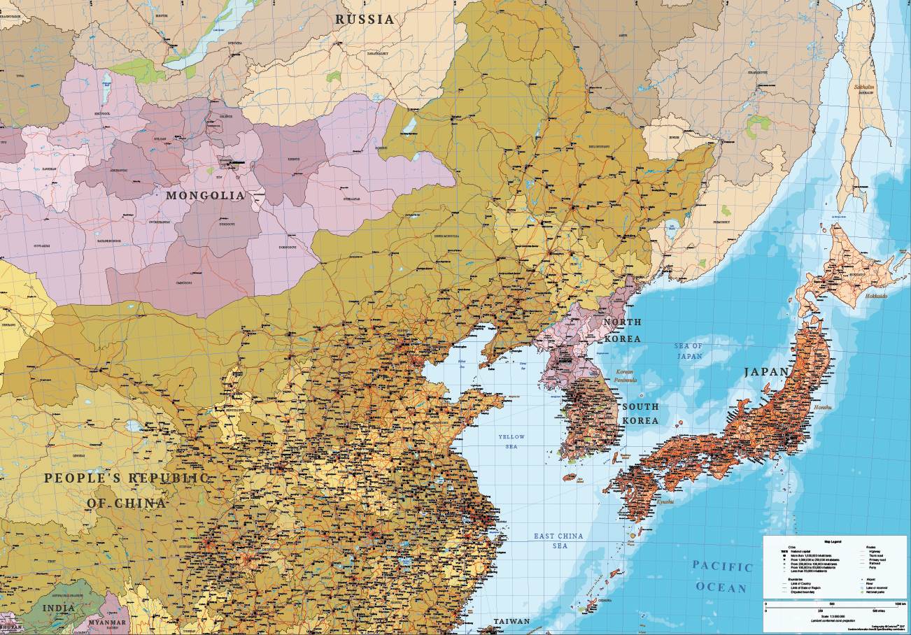 east asia political map