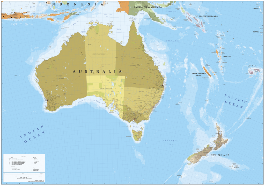 Australia and New Zealand map - Cartorical